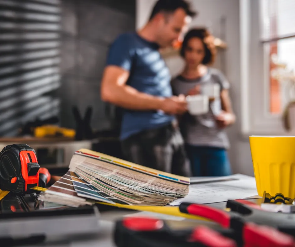 Man and woman blurred into background
